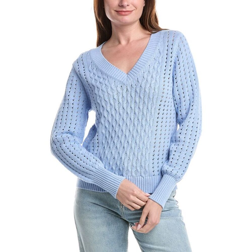 &Isla Womens  Eva Cable Knit Sweater, Blue